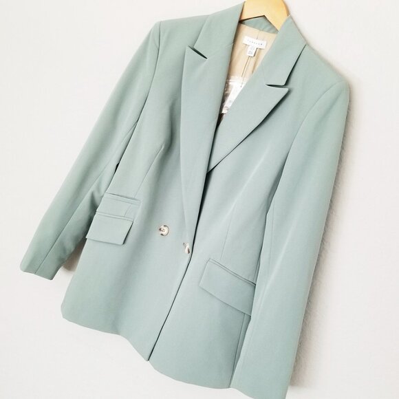 NEW Topshop Kiki Double Breasted Blazer Jacket Size 6 Sage Green Retro Chic $95 - Picture 16 of 16